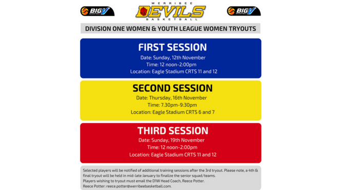 DIVISION ONE WOMEN AND YOUTH LEAGUE WOMEN TRYOUTS